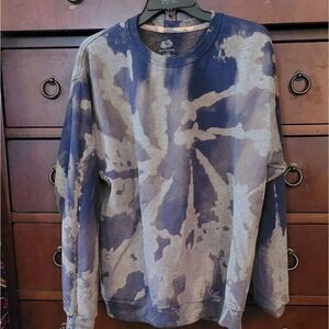 CUSTOM BLUE ACID WASH TIE DYE SWEATSHIRT